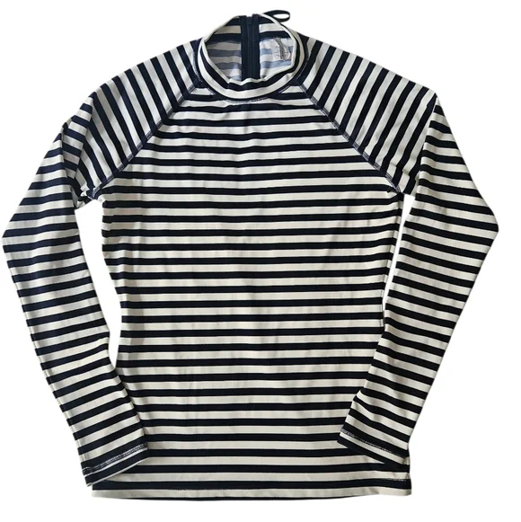 J. CREW Long Sleeve Classic Navy Blue Stripe Rash Guard | SZ M - Picture 3 of 11